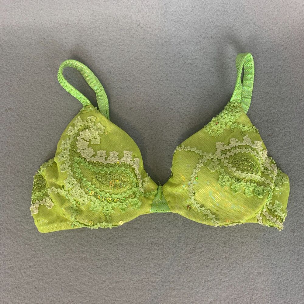 Mara Dance Bra 32A Green Sequin Embellished Costume Top Ballet Jazz Lyrical